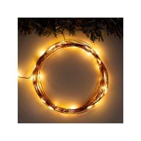 УЦЕНКА Гирлянда «Нить» 5 м, роса, IP20, медная нить, 50 LED, 2 режима, от батареек AAх3, свечение тёплое белое